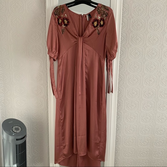 Pink Embroidered High Low Gown - Picture 1 of 4